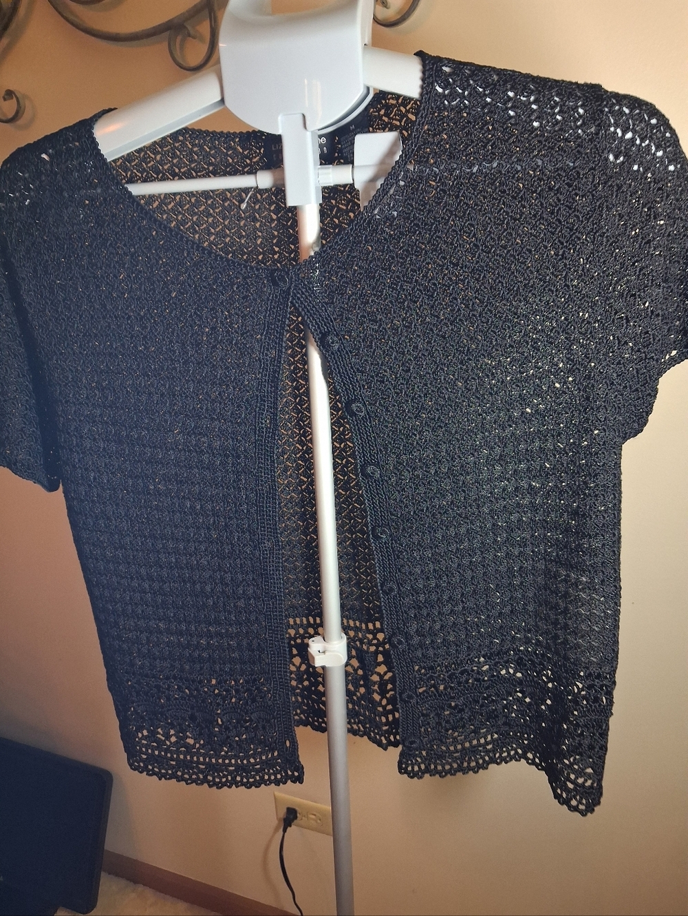 Delicate Black Crochet Sweater